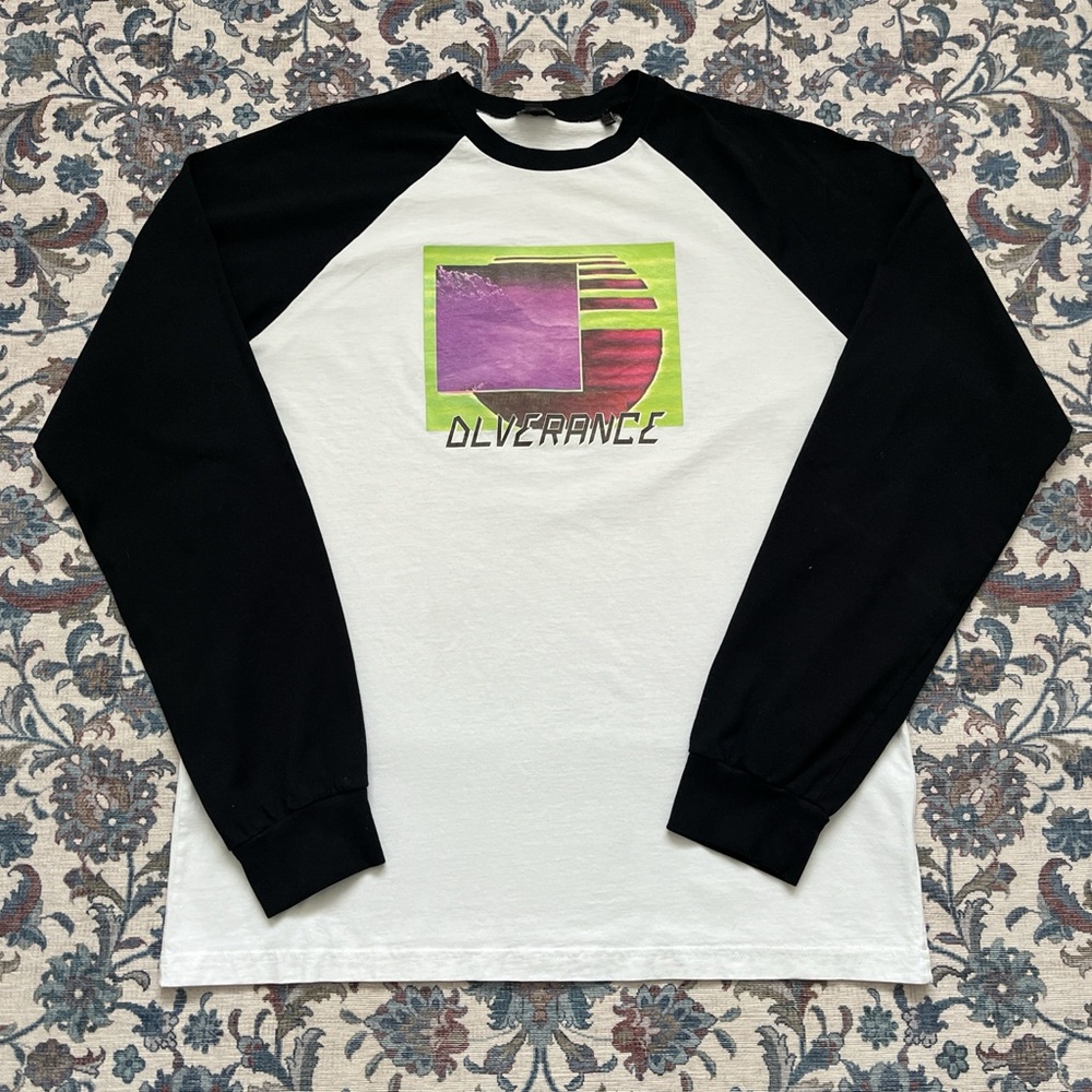 Diesel White & Black Raglan Long Sleeve with Neon Graphic
